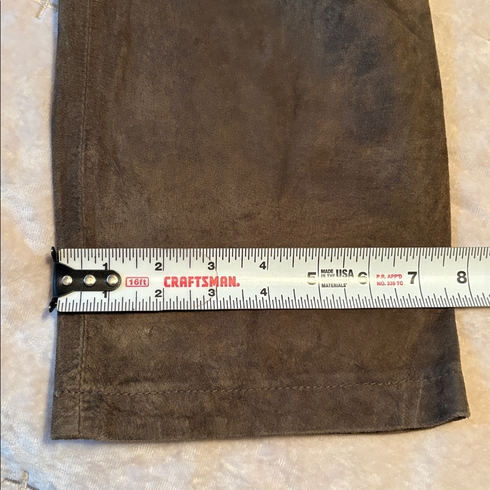 Green Suede Leather Pants High Waisted Soft Lined Womens Sz 8 Elevated Boho - Picture 9 of 12